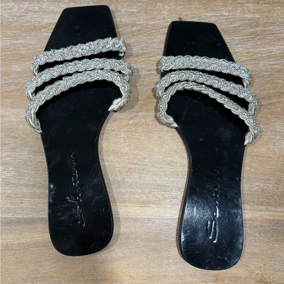 NEW! Santoni Swarovski Foster Crystal Triple Band Slide Sandal 37 - Picture 7 of 10